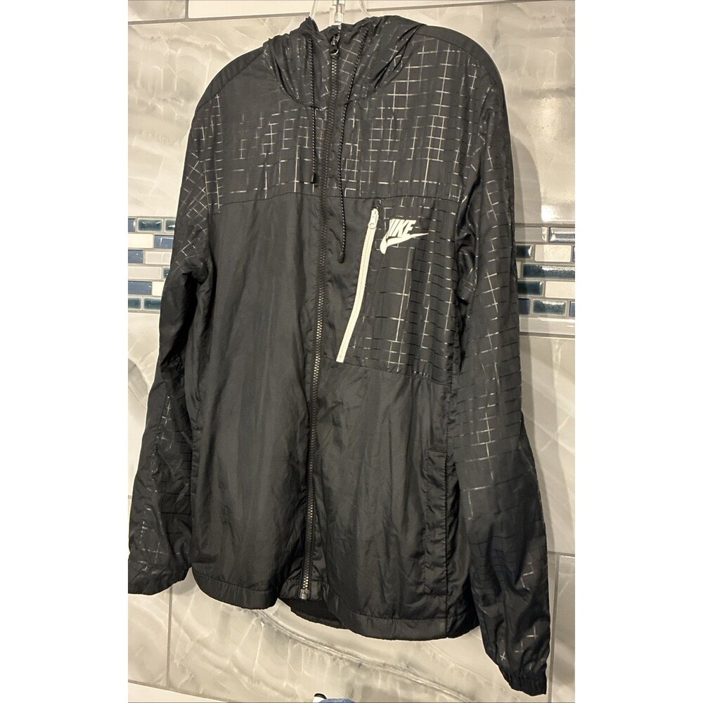 Nike Air Jacket Windbreaker Black Zip Up Woven Tech Utility Hoodie Mesh Lined M - Picture 6 of 16